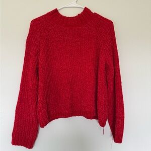 No Boundaries Red Mock Neck Pullover Sweater